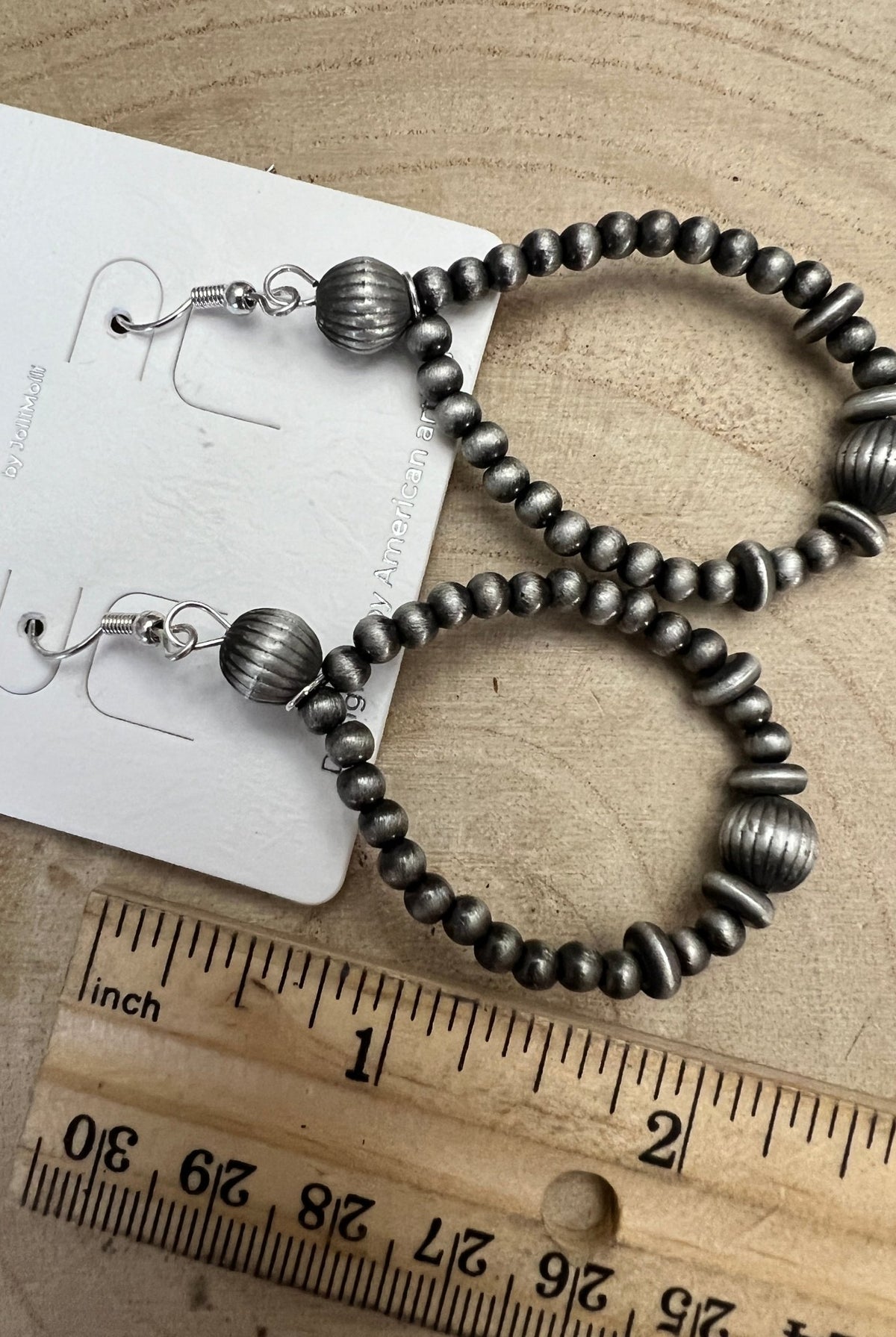 Western Desert Pearl Teardrop Earrings - 2" Faux Sterling Saucer Dangles - Cowhide and Conchos