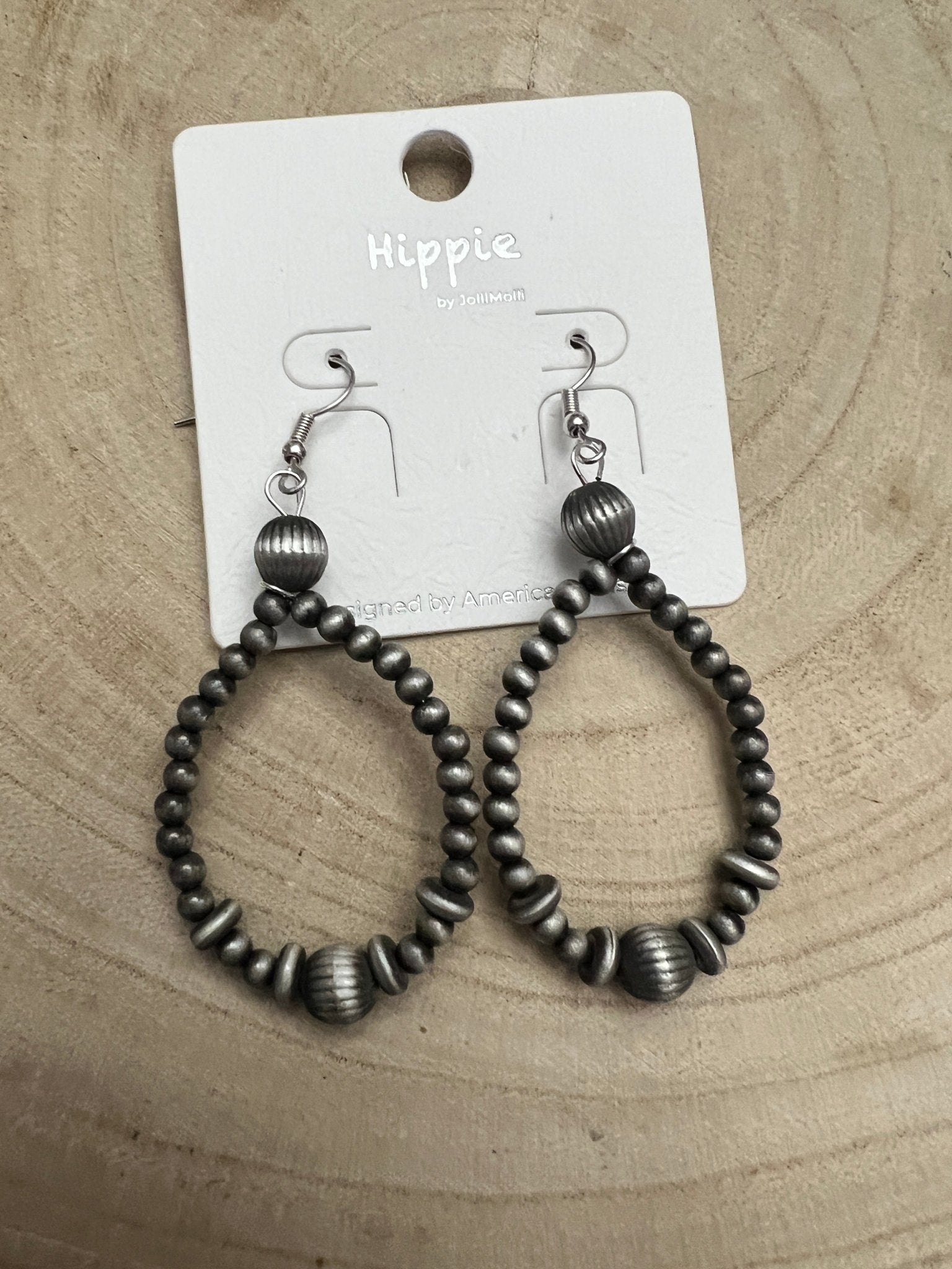 Western Desert Pearl Teardrop Earrings - 2" Faux Sterling Saucer Dangles - Cowhide and Conchos