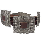 Western Silver Rectangular Concho Leather Belt - Cowhide and Conchos