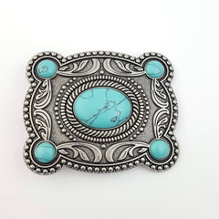 Western Skies Belt Buckle - Cowhide and Conchos