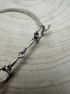 Western Snaffle Bit Easy Clasp Bracelet - Cowhide and Conchos
