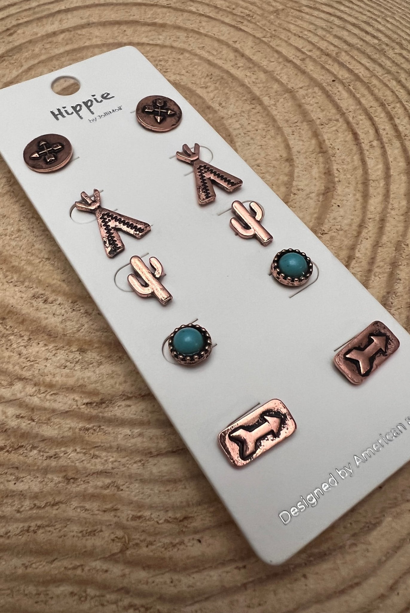 Western Theme 5 for 1 Earring Set - Cowhide and Conchos
