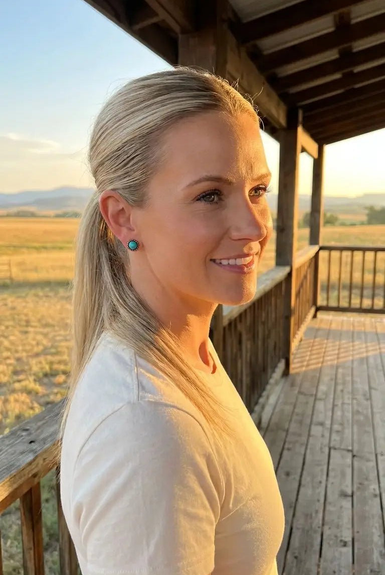 Western Theme 5-for-1 Earring Set — Five Coordinated Pairs in One - Cowhide and Conchos