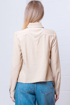 Western Vintage Button Down Blouse - Cowhide and Conchos