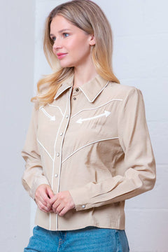Western Vintage Button Down Blouse - Cowhide and Conchos