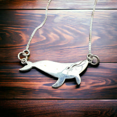Whale Festoon Necklace - Sterling Silver - Cowhide and Conchos