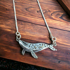 Whale Festoon Necklace - Sterling Silver - Cowhide and Conchos