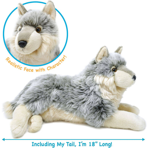 Whitaker The Wolf | 15 Inch Stuffed Animal Plush - Cowhide and Conchos