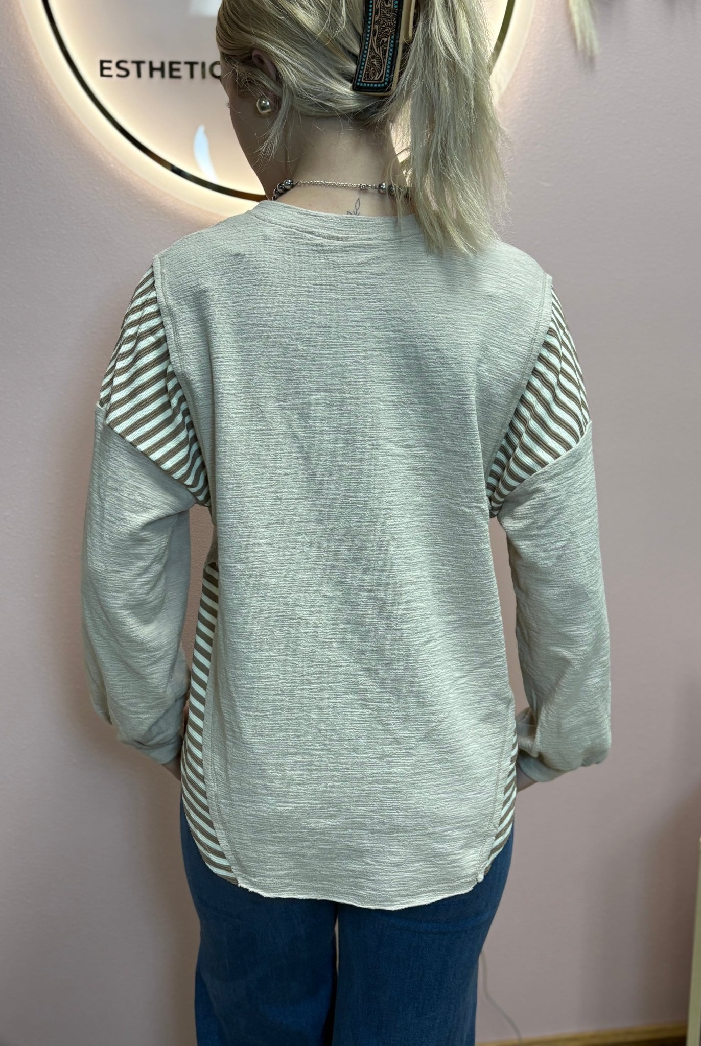 Wild West Cowgirls Graphic Knit Top - Taupe or Olive - Cowhide and Conchos