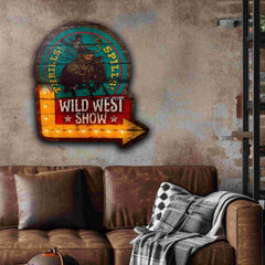 Wild West Marquee Sign - Cowhide and Conchos