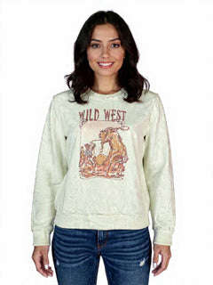 Wild West Sweatshirt - Cowhide and Conchos