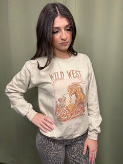 Wild West Sweatshirt - Cowhide and Conchos