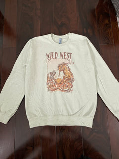 Wild West Sweatshirt - Cowhide and Conchos