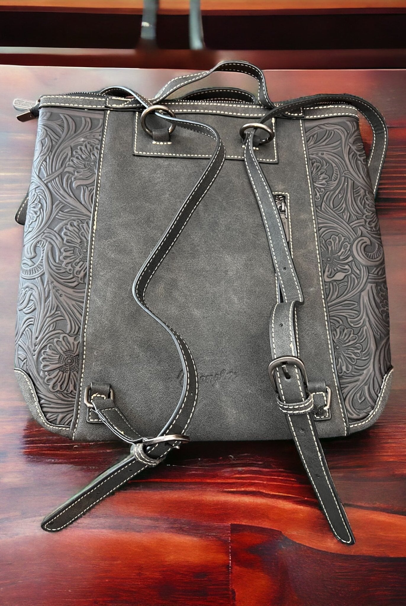 Wrangler Black and White Hair on Hide Backpack - Cowhide and Conchos