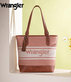 Wrangler Logo Waxed Canvas Tote - Cowhide and Conchos