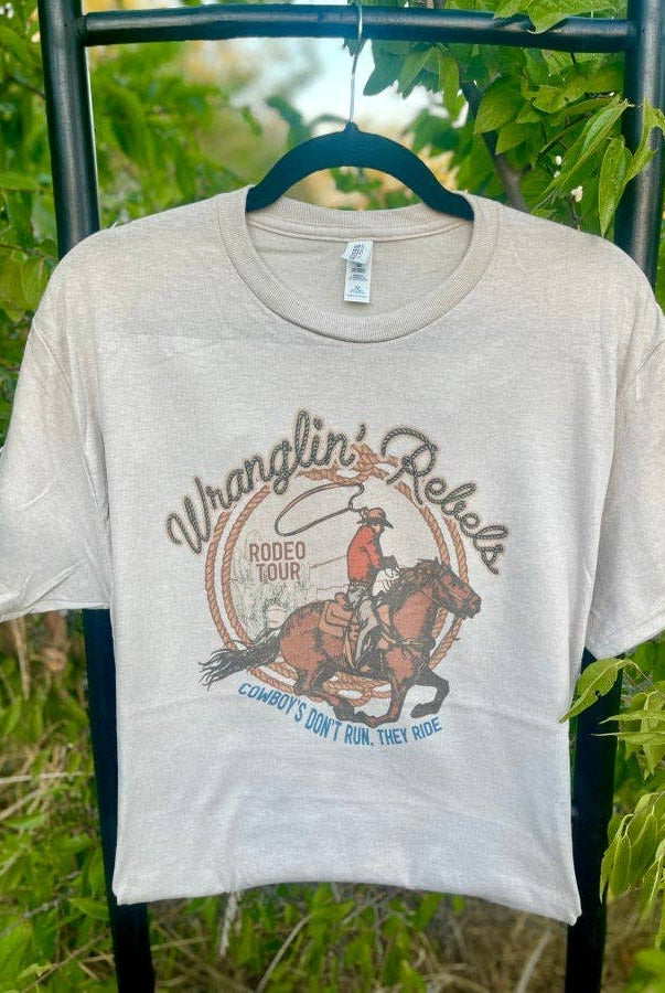 Wranglin' Rebels T-Shirt - Cowhide and Conchos
