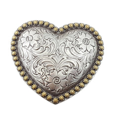 Your Heart or Mine Belt Buckle - Cowhide and Conchos