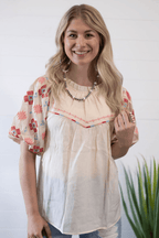 Zia Embroidered Blouse - Cowhide and Conchos