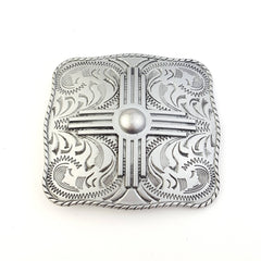 Zia Western Belt Buckle - Cowhide and Conchos