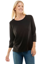 Black 3/4 Sleeve French Terry Top - Small and Large available - Cowhide and Conchos