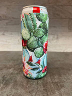 Bright Succulent Print Slim Can Koozie - Cowhide and Conchos