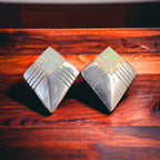 Concho earrings - Navajo concho and opal and sterling post earrings - Cowhide and Conchos