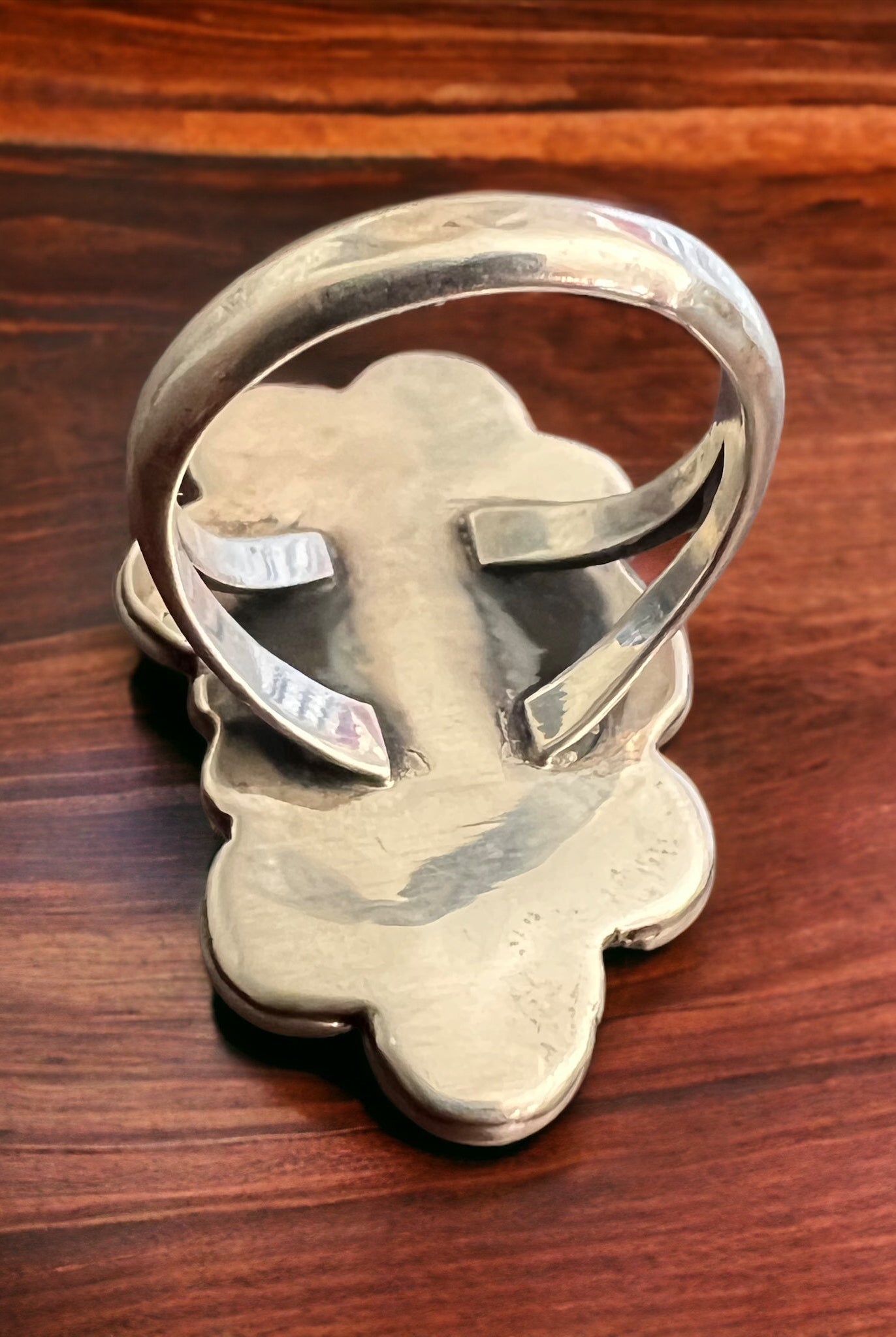 Coral ring - signed A Chapo on hand stamped sterling - size 7 - Cowhide and Conchos