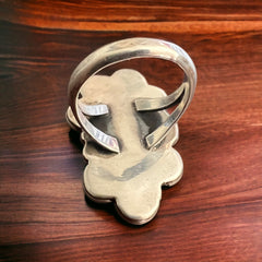 Coral ring - signed A Chapo on hand stamped sterling - size 7 - Cowhide and Conchos