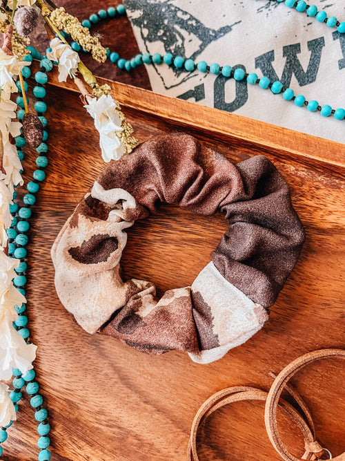 Cow Print Scrunchie - Cowhide and Conchos