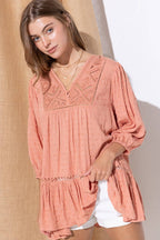 Dot Challis Embroidered Top - Small remaining - Cowhide and Conchos