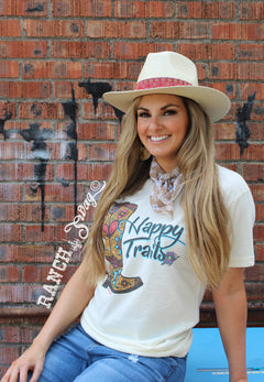 Happy Trails Boot T-shirt - Cowhide and Conchos