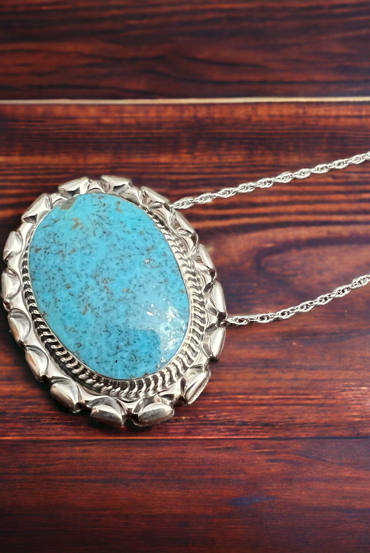 Jimson Belin Turquoise & Sterling Silver Necklace - Cowhide and Conchos