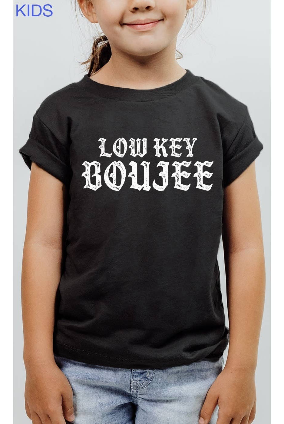 Low Key Boujee Kids Graphic Tee (Med - 10 - 12 remaining) - Cowhide and Conchos
