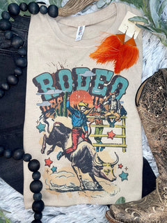 Rodeo Bull Rider T-Shirt - Cowhide and Conchos