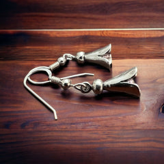 Squash blossom earring - small - Cowhide and Conchos