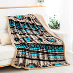 Stella Aztec Sherpa Line Throw Blanket: Brown - Cowhide and Conchos