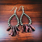 Sterling Silver Pearl Earrings With Purple Shell - Cowhide and Conchos