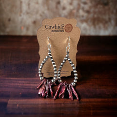 Sterling Silver Pearl Earrings With Purple Shell - Cowhide and Conchos