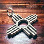 Sterling Zia pendant - Cowhide and Conchos