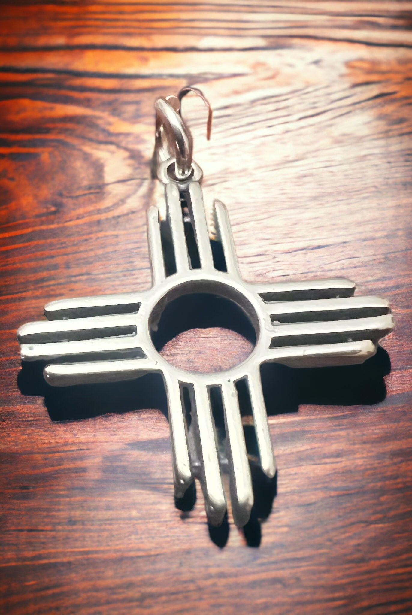 Sterling Zia pendant - Cowhide and Conchos