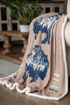 Three Buffalo Plush Throw - Cowhide and Conchos