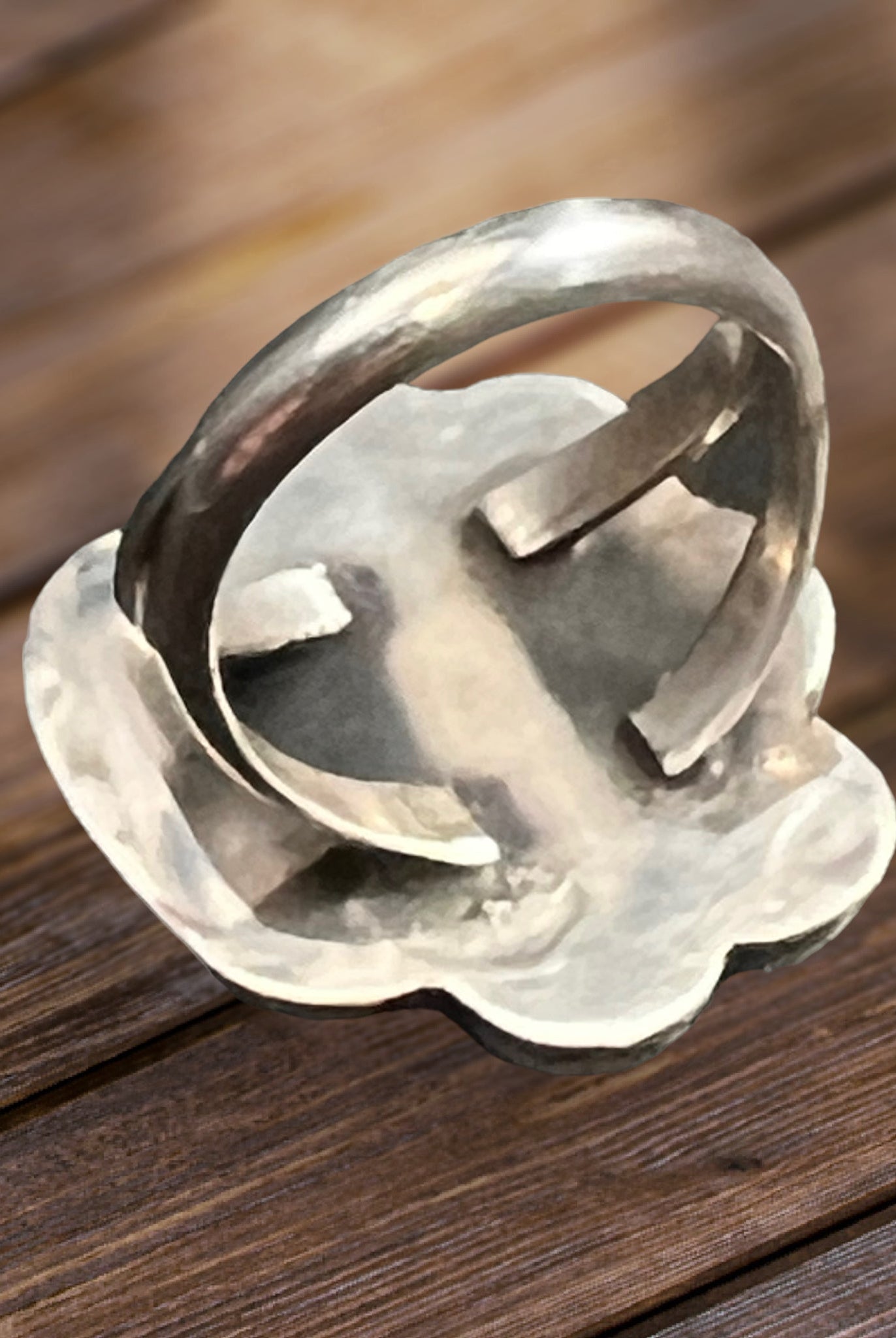 Turquoise ring - Turquoise on sterling silver with leaf - Size 4.5 - Cowhide and Conchos