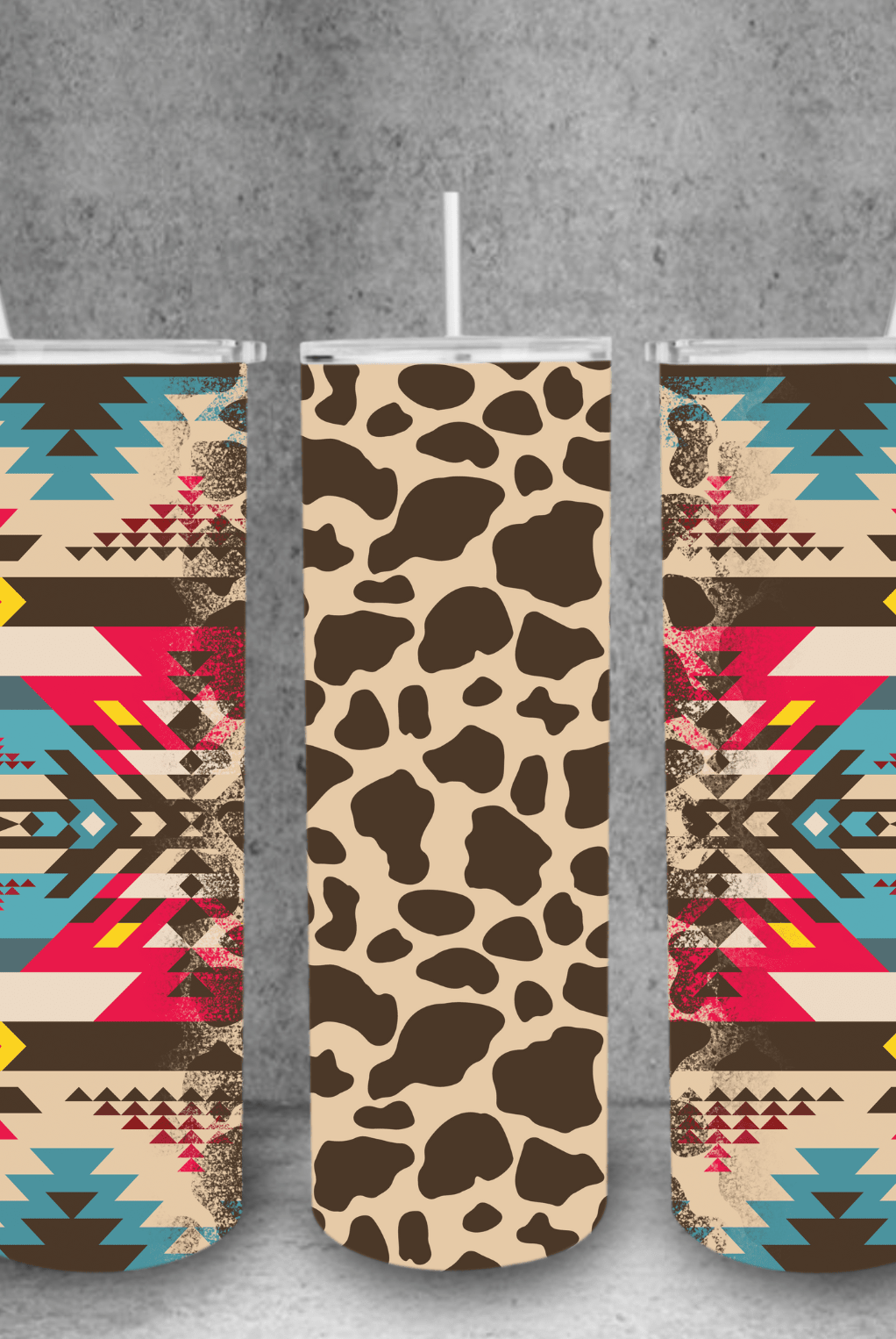 Western Pattern Tumbler - Cowhide and Conchos