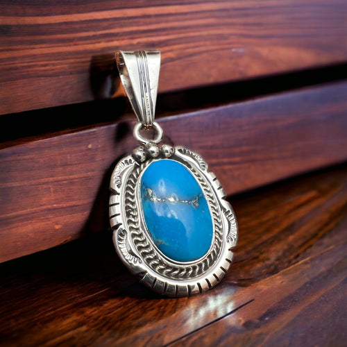 Turquoise and sterling pendant