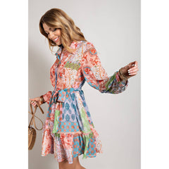 Flower Print Long Sleeve Dress