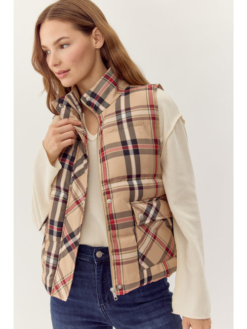 Plaid Check Print Vest