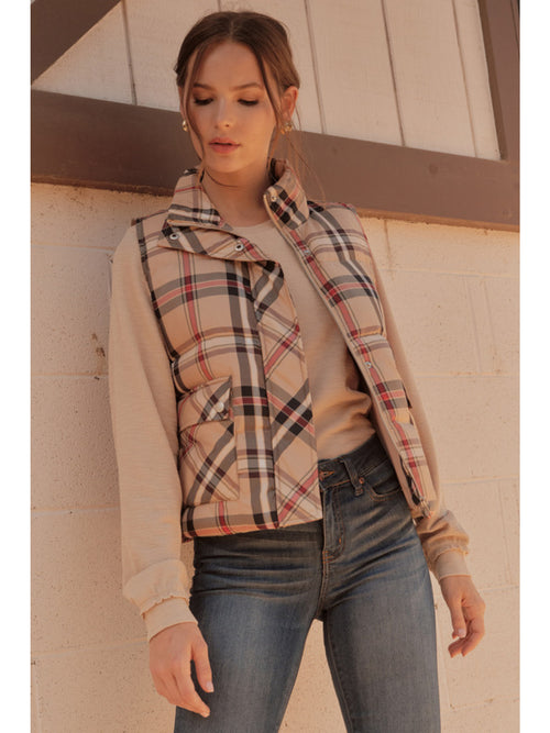 Plaid Check Print Vest