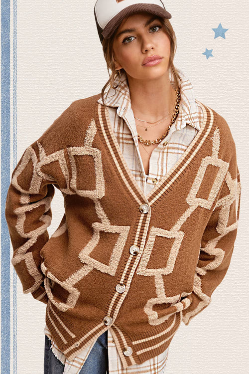 Loose Fit Drop Shoulder Cozy Knit Cardigan