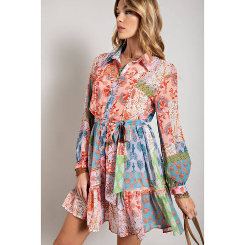 Flower Print Long Sleeve Dress