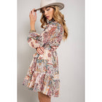 Flower Print Long Sleeve Dress